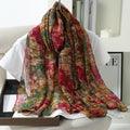 Beautiful Green Pink Printed Soft Lightweight Long Hijab / Orna