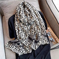 Stylish FF monogram printed grey colour cotton hijab