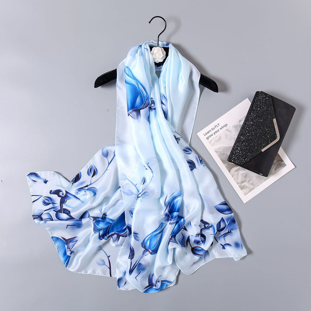 Elegant Sky Blue Silk Hijab / Orna