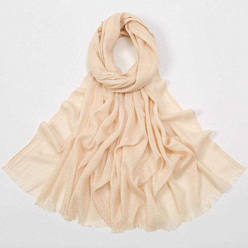 Lovely Ivory Color Soft Long Imported Breathable Bamboo Cotton Hijab / Orna