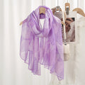 Elegant Purple Leaf Printed Soft Long Imported Summer Friendly Hijab / Orna