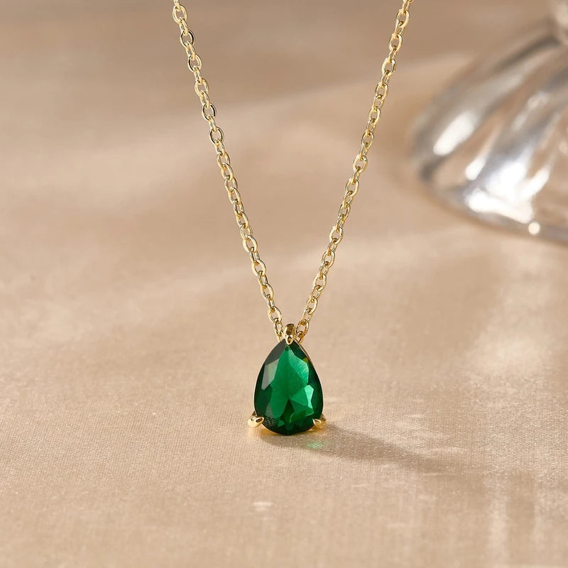 Green colour waterdrop pendant neckpiece