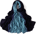 Elegant Teal Blue Color Literary Retro Gradient Rayon Cotton Imported Hijab / Orna