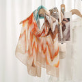 Ombre wave striped orange color soft long scarf / orna