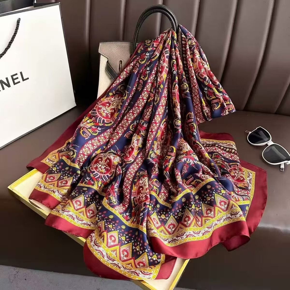Beautiful ethnic printed silk hijab