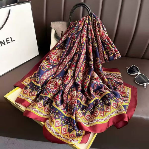 Beautiful ethnic printed silk hijab