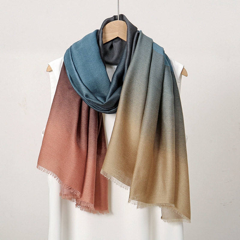 Blue super soft shiny long hijab