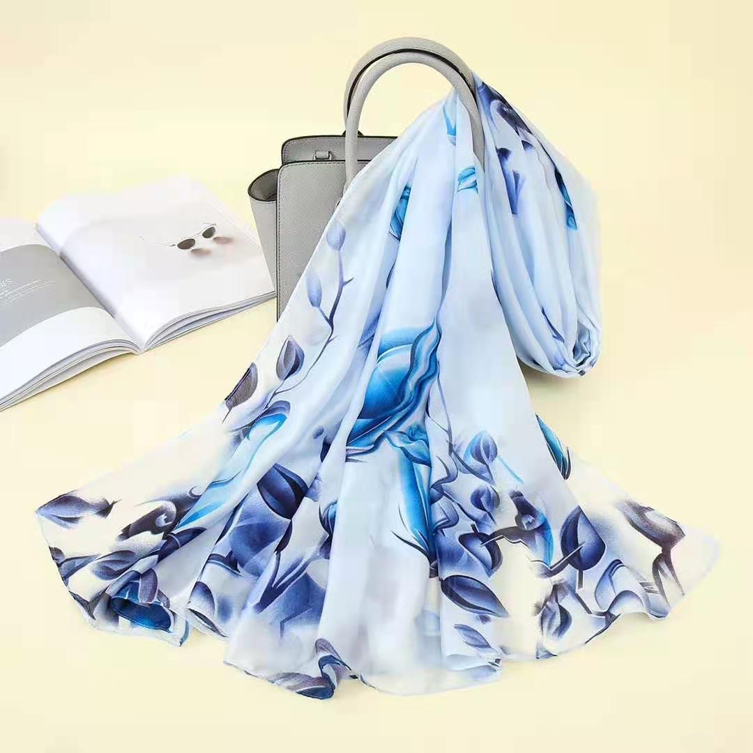 Elegant Sky Blue Silk Hijab / Orna
