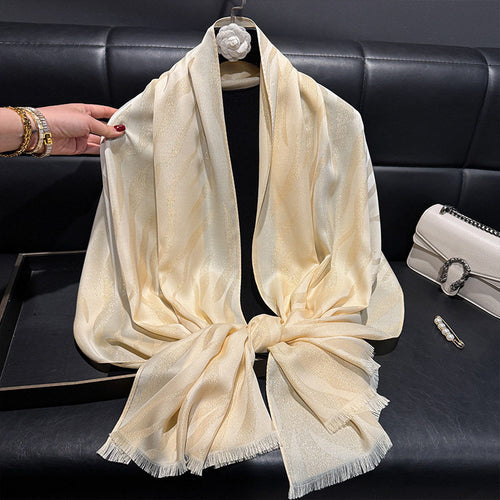 Beautiful Beige Color Imported Shiny Party Hijab / Orna