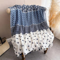Classy Blue White Printed Tassel Long Soft Imported Summer-Friendly Hijab / Orna