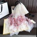 Stylish Pink Floral Printed Imported Long Silk Scarf / Orna