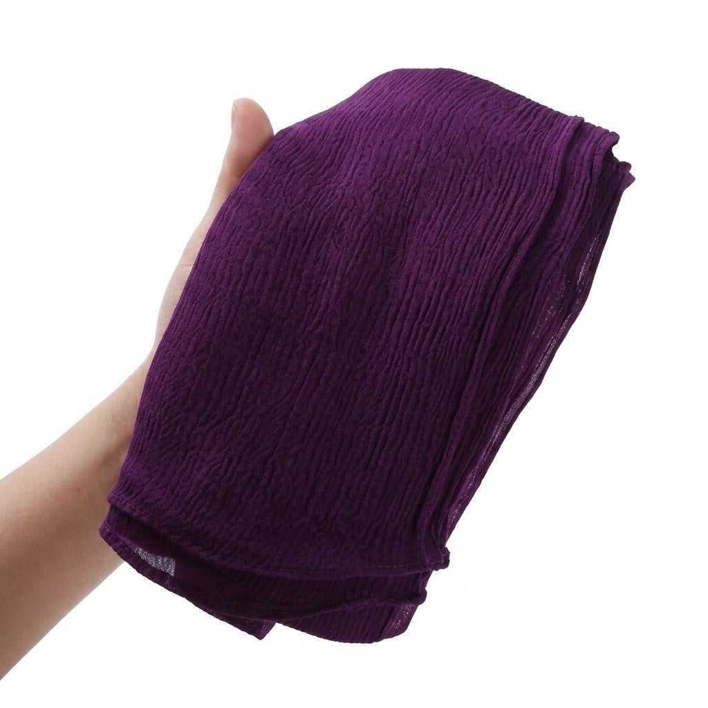 Gorgeous Deep Purple Color Super Soft Big Size Imported Crepe Rayon Cotton Hijab / Orna