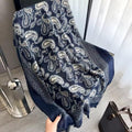 Imported Navy Blue Paisley Printed Hijab /Orna