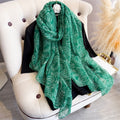 Classy green colour paisley printed soft long hijab / orna