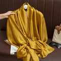 Stunning Golden Color Long Shiny Satin Silk Hijab / Orna