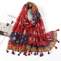 Gorgeous Red Color Soft Long Tassel Soft Hijab/Orna