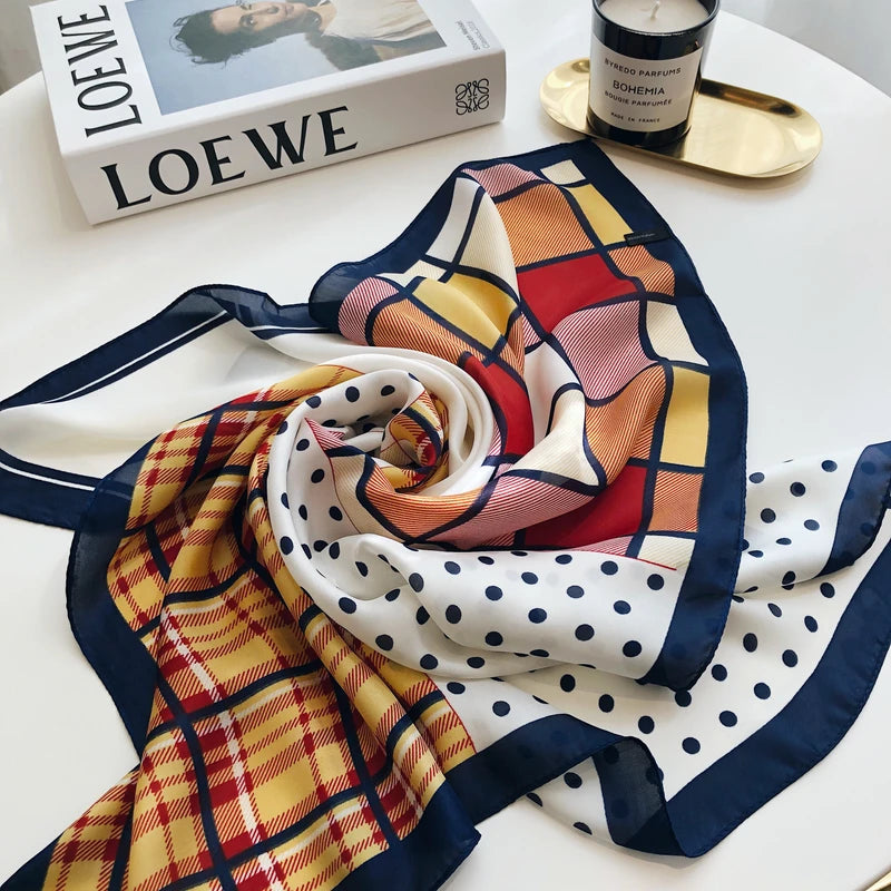 Colorful square silk scarf