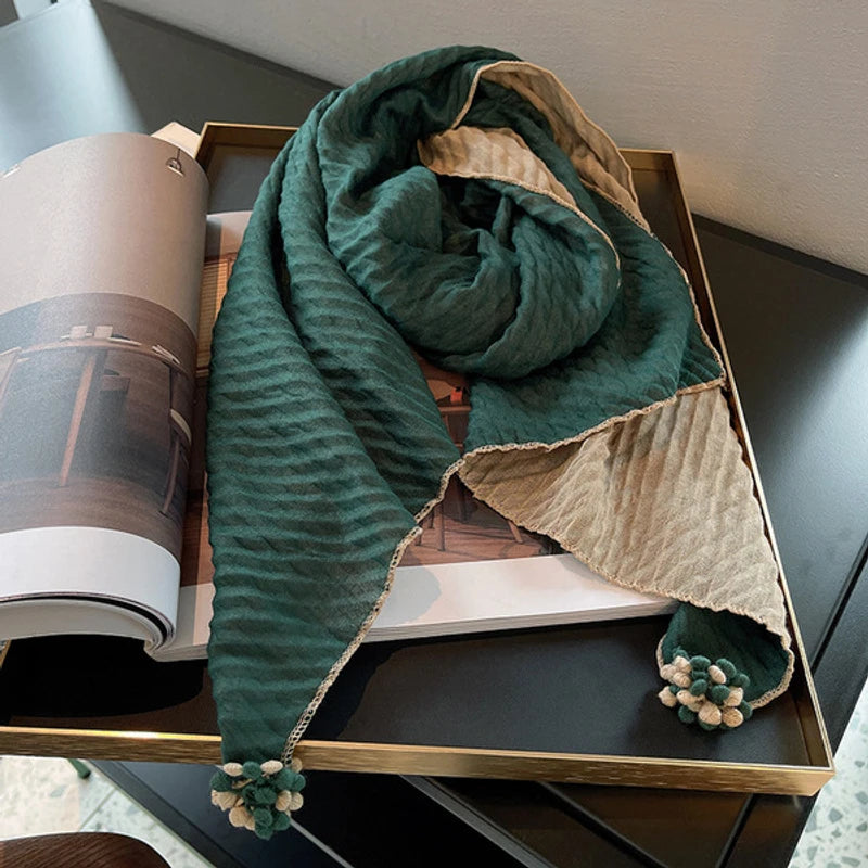 Gorgeous green colour tasseled scarf