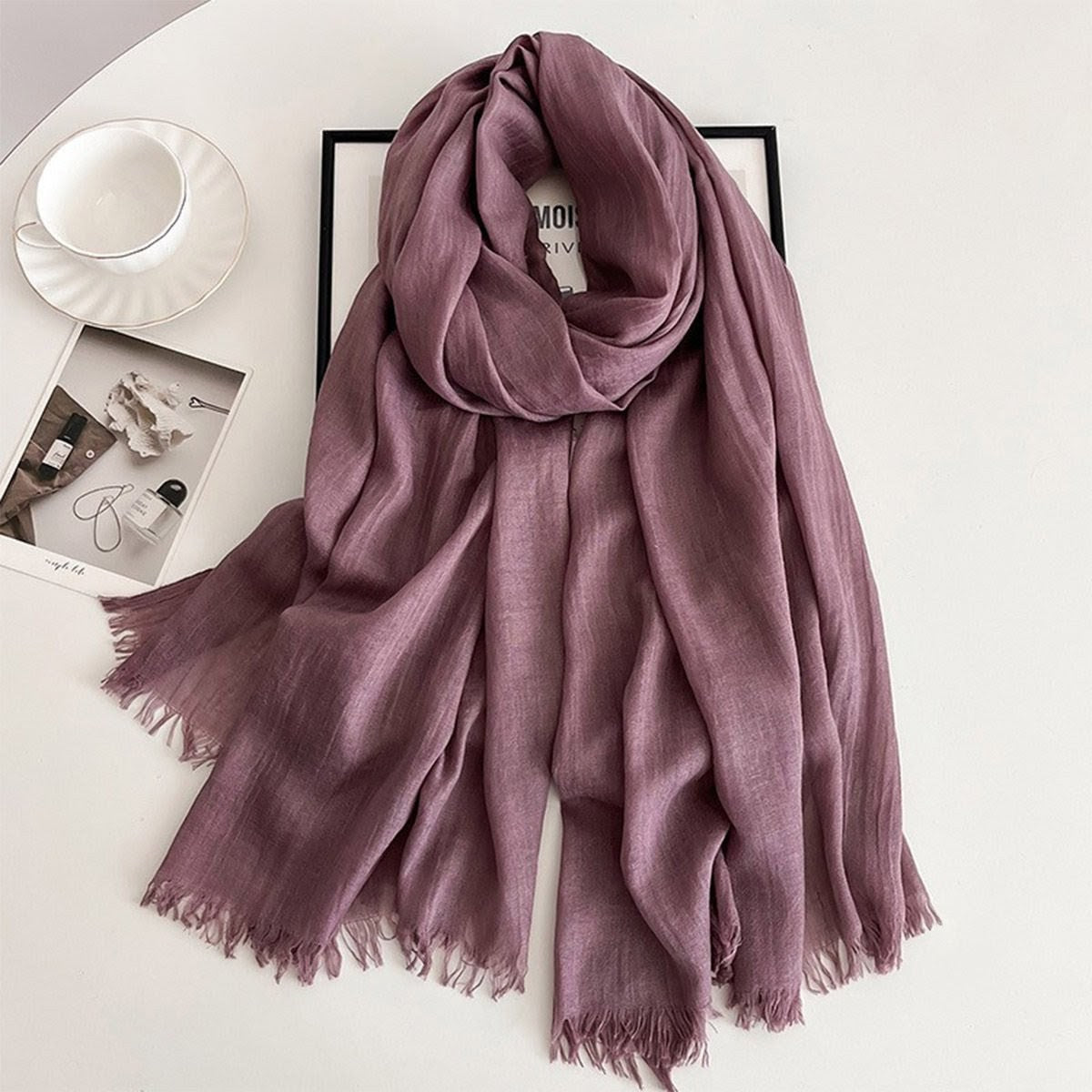 Stunning Dusty Mauve Color Imported Super Soft Big Size Summer Friendly Cotton Hijab / Orna