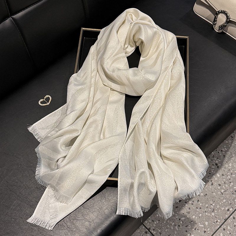 Sophisticated White Shiny Cotton Imported Party Hijab / Orna