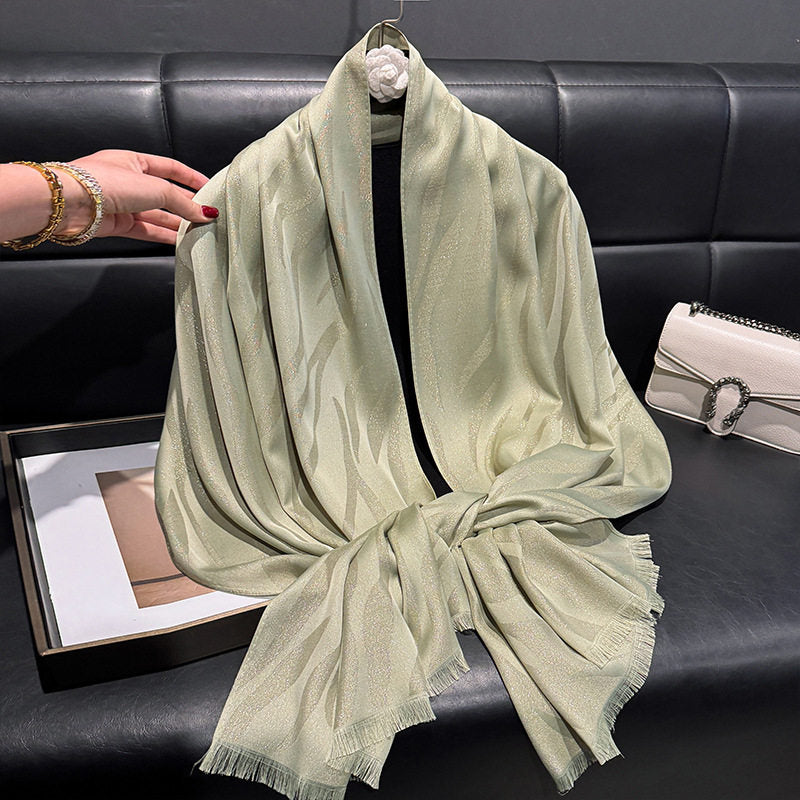 Lovely Matcha Green Imported Shiny Party Hijab / Orna