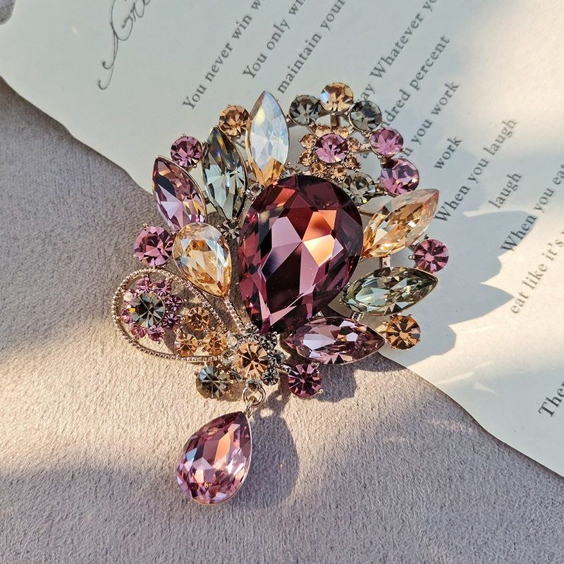 Imported Floral Crystal Brooch Pin