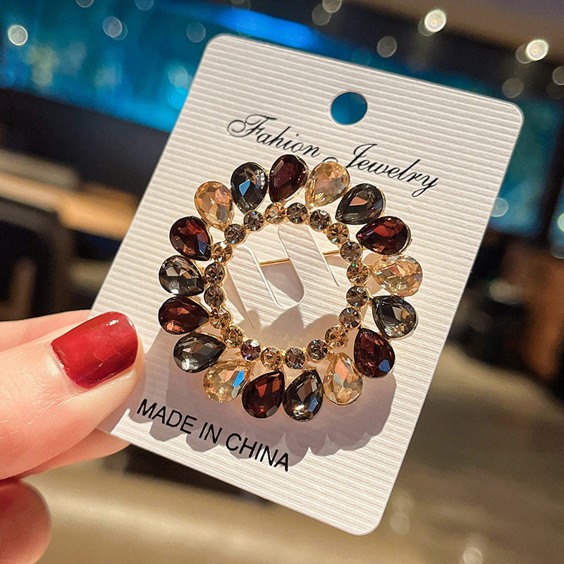 Elegant Crystal Flower Imported Brooch Pin