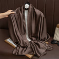Elegant Coffee Color Long Shiny Imported Satin Silk Hijab / Orna