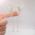 Exquisite white color tassel claw clip