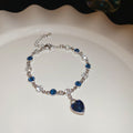 Light Luxury Real Gold Electroplated Zircon Oval Diamond Adjustable Bracelet Fashion High Sense Bracelet Commuter All-match Imported Blue Bracelet