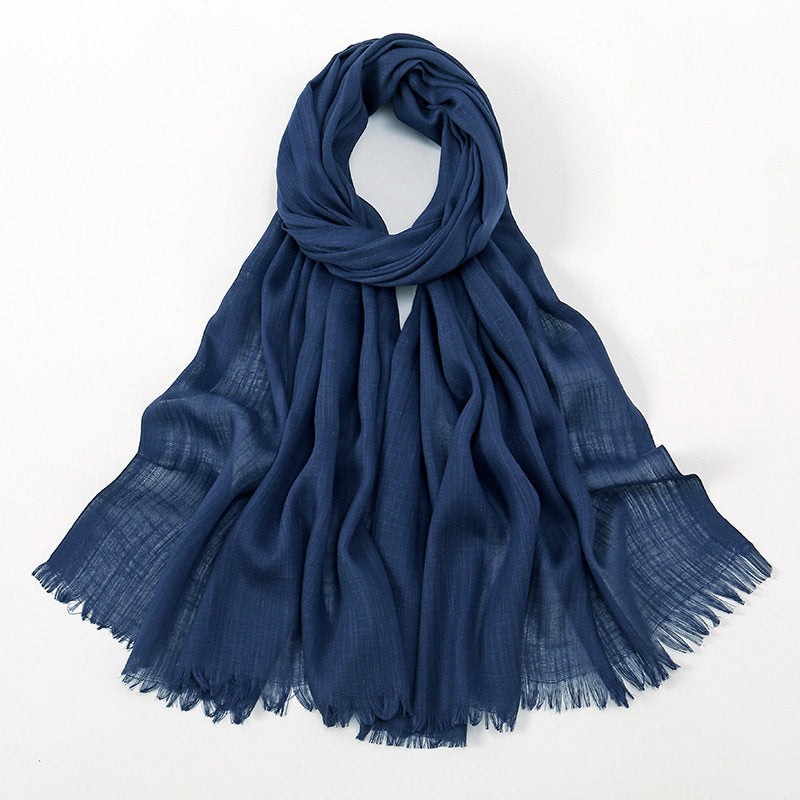 Elegant Navy Blue Colour Soft Long Bamboo Cotton Hijab / Orna