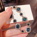 Elegant Dopamine Diamond-Encrusted Square Geometric Buckle Gold-Blue Imported Light Luxury and High-End Bracelet