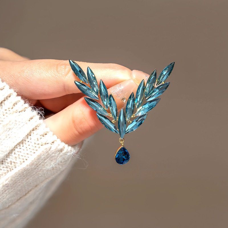 V-Shaped Crystal Imported Brooch Pin