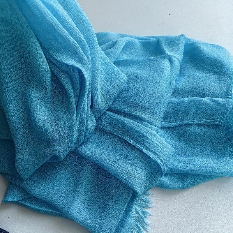 Elegant light blue color long rayon cotton hijab