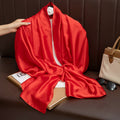 Gorgeous Ruby Red Color Long Shiny Imported Satin Silk Hijab / Orna
