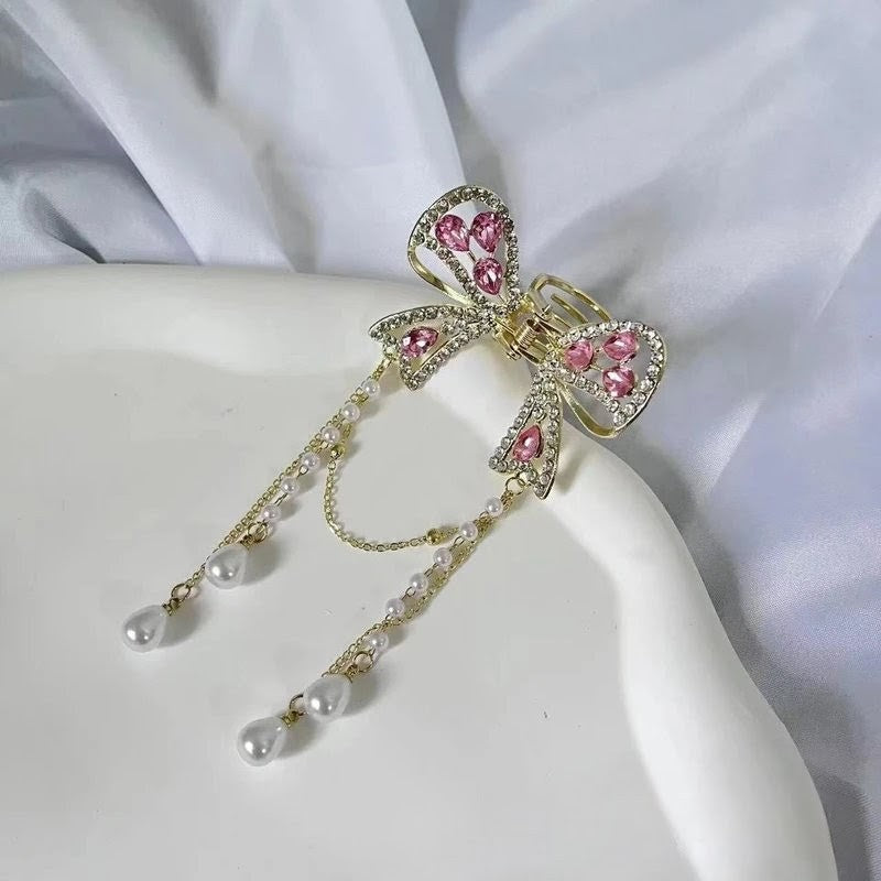 Beautiful pink colour tassel claw clip