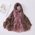 Elegant Coffee And Dusty Pink Soft Gradient Natural Muslim Women Comfortable Imported Crinkle Cotton Hijab / Orna