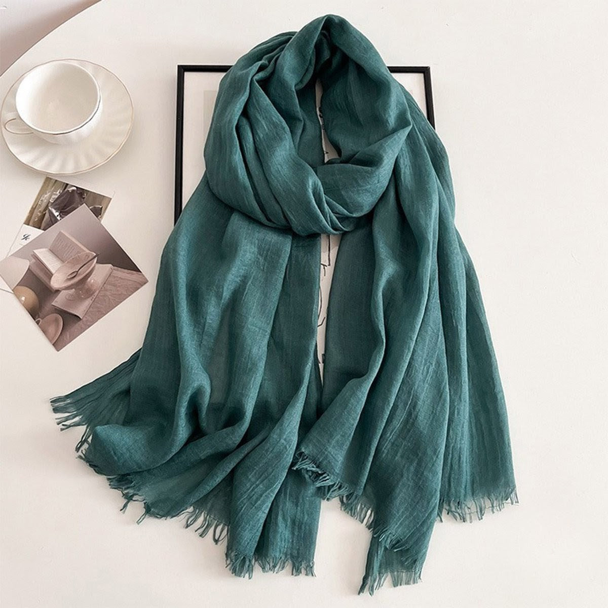 Classy Dark Green Imported Super Soft Big Size Summer Friendly Cotton Hijab / Orna