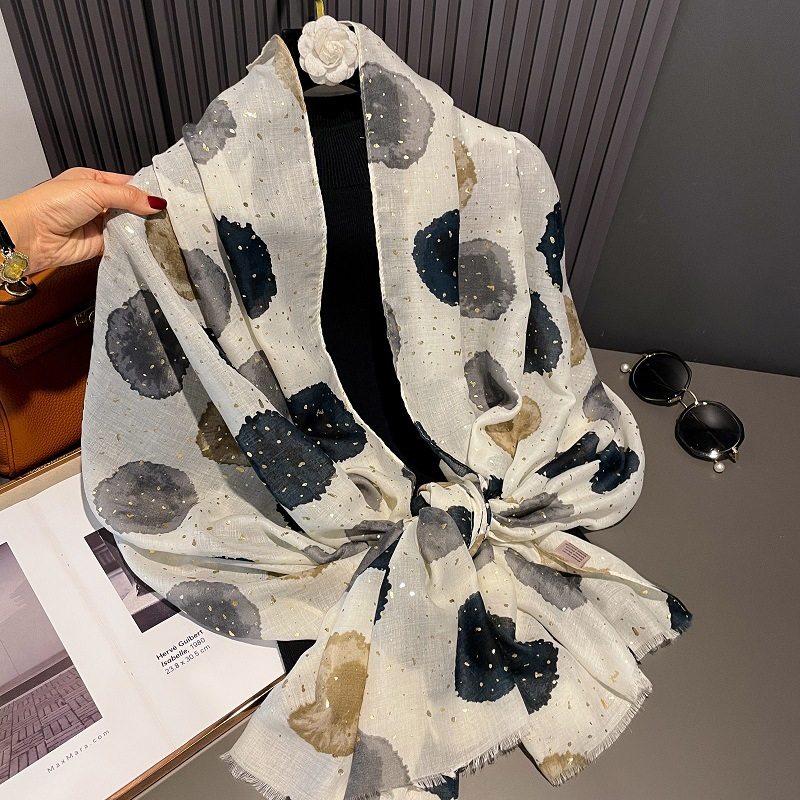 Lurex glitter circle stitch black color soft boho chic thin fringe imported party hijab / orna