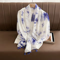 Classy Purple Color Ink Printed Summer Friendly Long Hijab / Orna