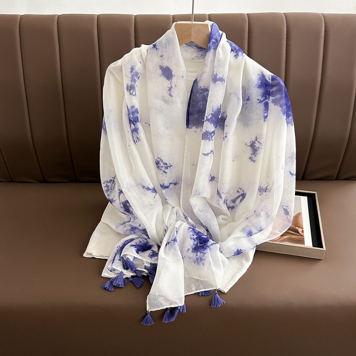 Classy Purple Color Ink Printed Summer Friendly Long Hijab / Orna