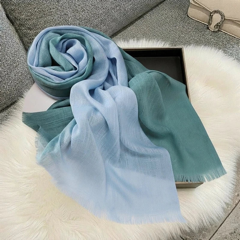 Stunning teal green color cotton scarf