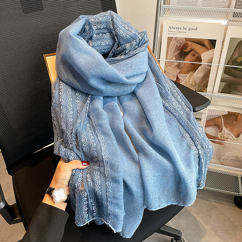 Elegant blue color soft long cotton hijab