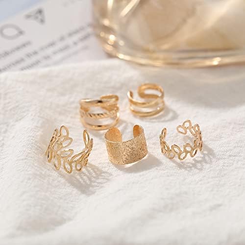 30 Pcs Set Vintage C Shaped Leaf Hollow Ear Cuff Helix Cartilage Ear Clip on Wrap Earrings Ear Cuffs for Women Men Non Piercing Ear Clip Fake Earrings Cartilage (Gold/Silver/Black)