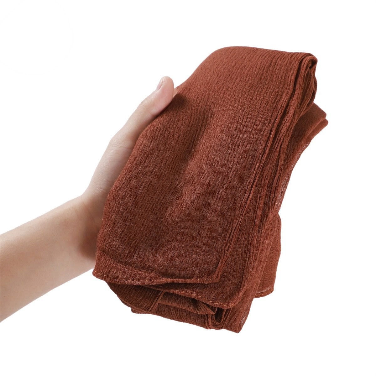 Fashionable Terracotta Color Super Soft Big Size Imported Crepe Rayon Cotton Hijab / Orna
