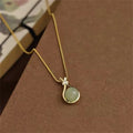 Stainless steel-green lucky bag pendant necklace