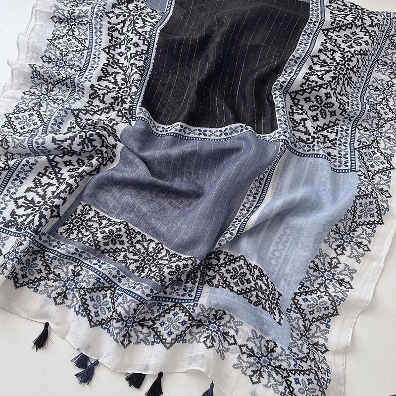 Elegant ash color bohemian printed scarf / hijab