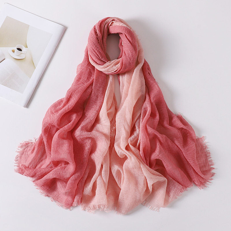 Pretty Pastel Pink Soft Gradient Natural Muslim Women Comfortable Imported Crinkle Cotton Hijab / Orna