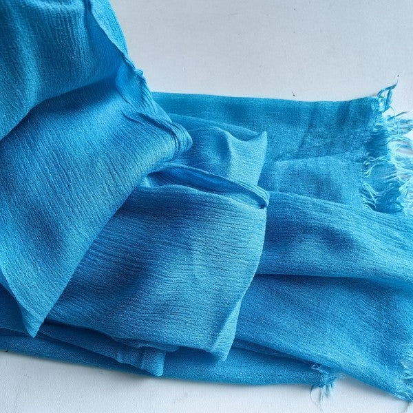 Elegant Bright Blue Grey Color Super Soft Big Size Imported Rayon Cotton Hijab / Orna