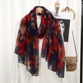 Navy blue color flower printed hijab